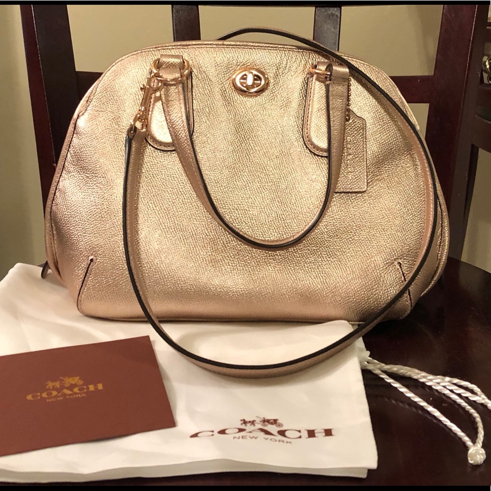 Rose Gold Metallic Coach Bag